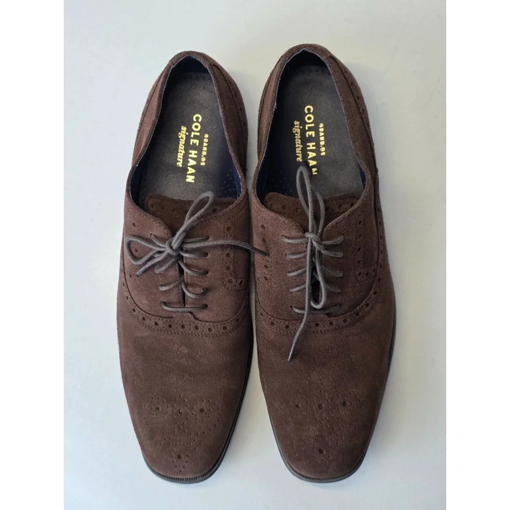 Cole Haan Grand Signature Men's Dress Shoes Size 9 M Brown Suede Leather Oxford